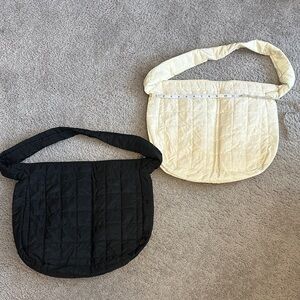 Quilted Black and Cream Shoulder Bag